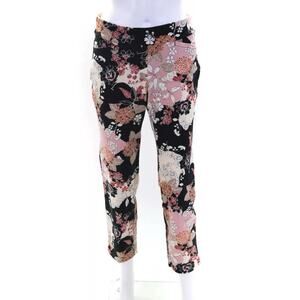 Spartina 449 Womens Black Floral Print High Rise Straight Leg Pants Size XL NWOT
